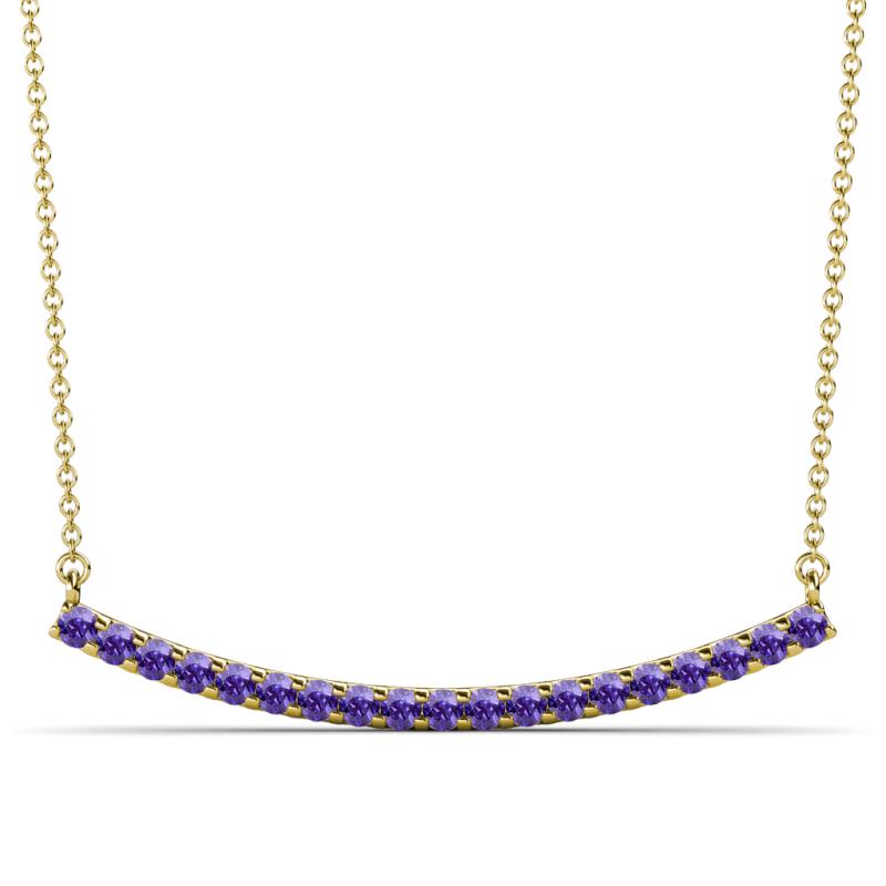 Nancy 2.00 mm Round Iolite Curved Bar Pendant Necklace 