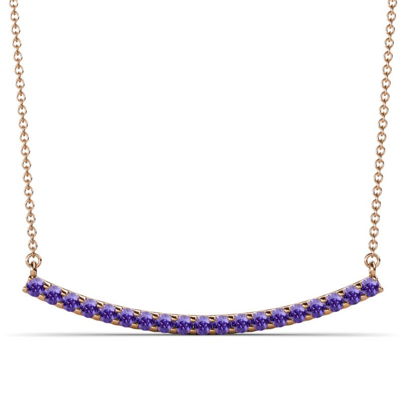 Nancy 2.00 mm Round Iolite Curved Bar Pendant Necklace 