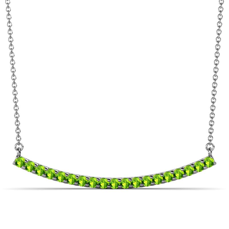 Nancy 2.00 mm Round Peridot Curved Bar Pendant Necklace 