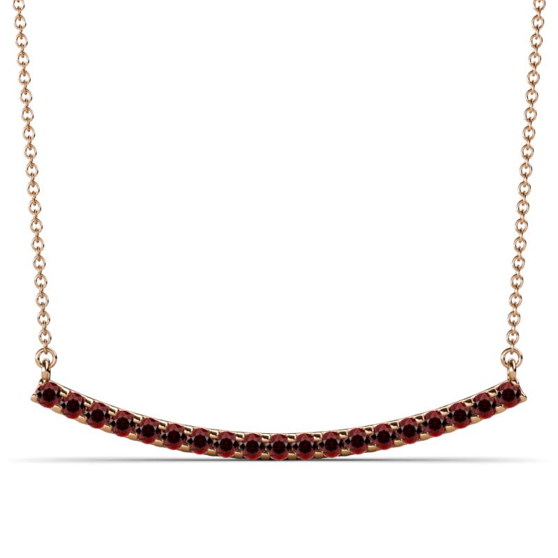 Nancy 2.00 mm Round Red Garnet Curved Bar Pendant Necklace 