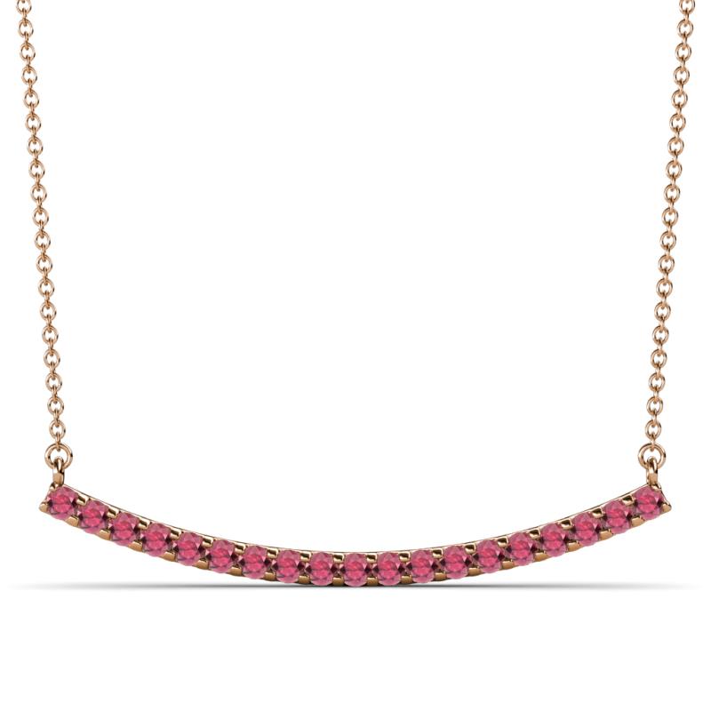 Nancy 2.00 mm Round Rhodolite Garnet Curved Bar Pendant Necklace 
