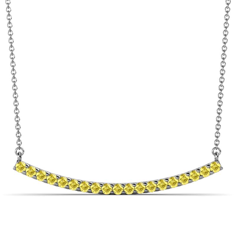 Nancy 2.00 mm Round Yellow Sapphire Curved Bar Pendant Necklace 