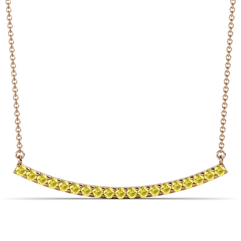 Nancy 2.00 mm Round Yellow Sapphire Curved Bar Pendant Necklace 