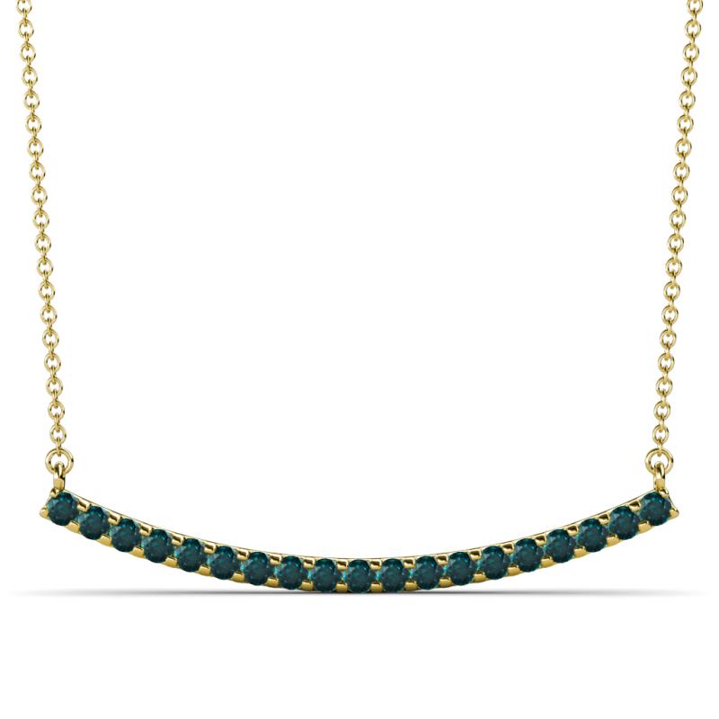 Nancy 2.00 mm Round London Blue Topaz Curved Bar Pendant Necklace 