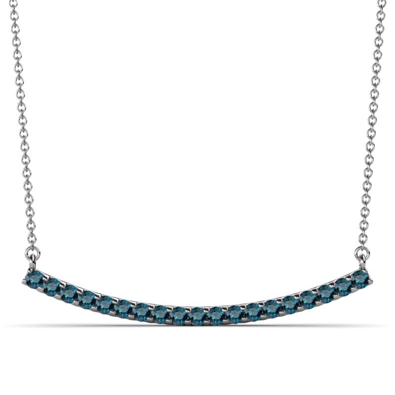 Nancy 2.00 mm Round Blue Diamond Curved Bar Pendant Necklace 