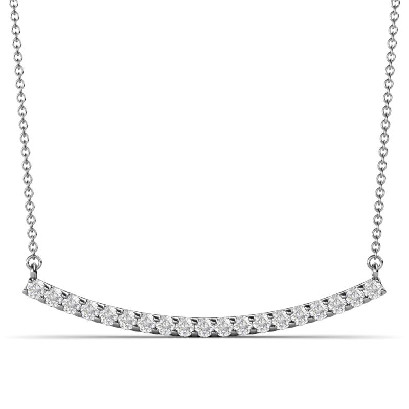 Nancy 2.00 mm Round White Sapphire Curved Bar Pendant Necklace 