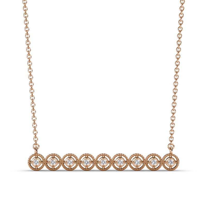 Neva 1.30 mm Petite Round Diamond Milgrain Bar Pendant Necklace 