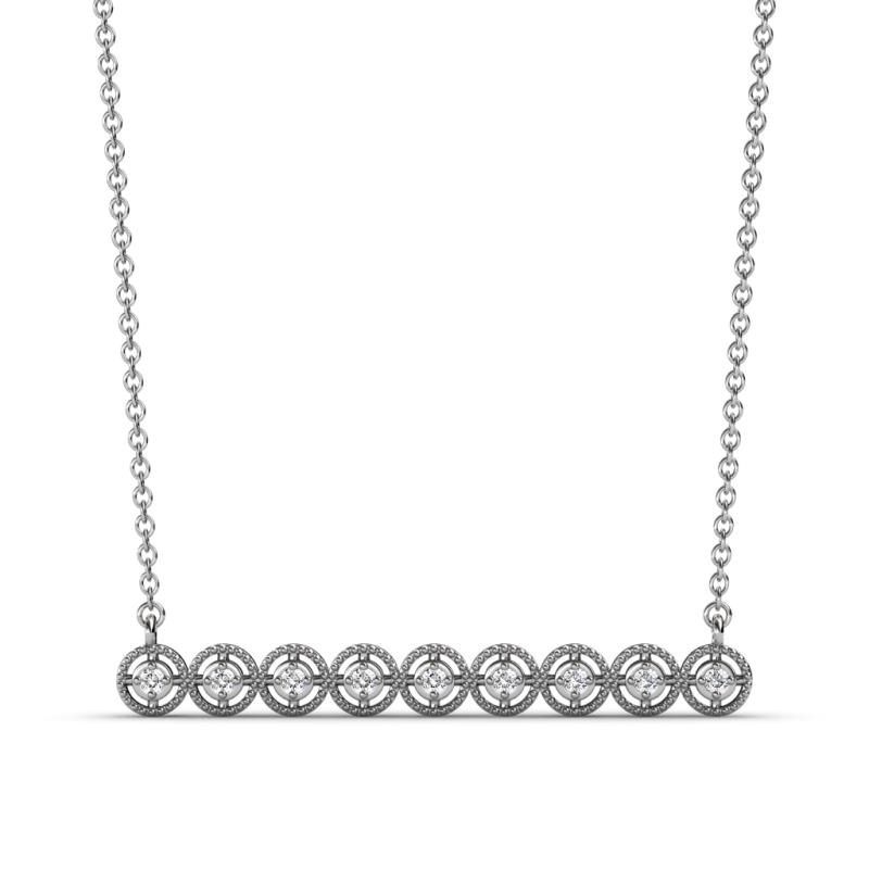 Neva 1.30 mm Petite Round Lab Grown Diamond Milgrain Bar Pendant Necklace 