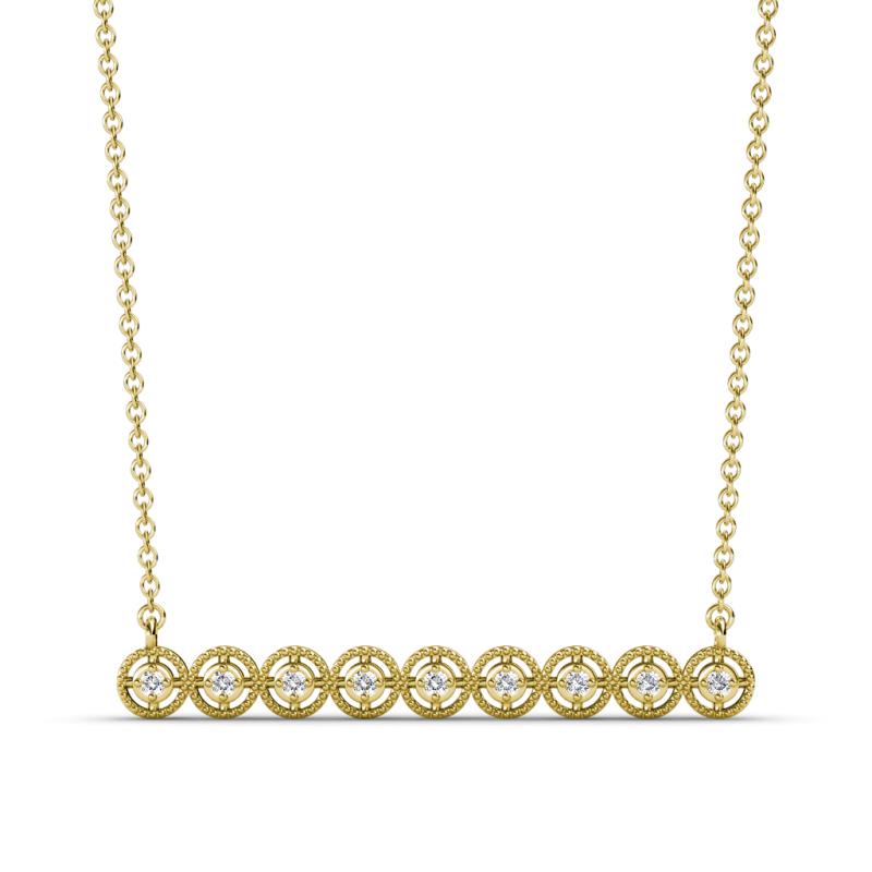 Neva 1.30 mm Petite Round Lab Grown Diamond Milgrain Bar Pendant Necklace 