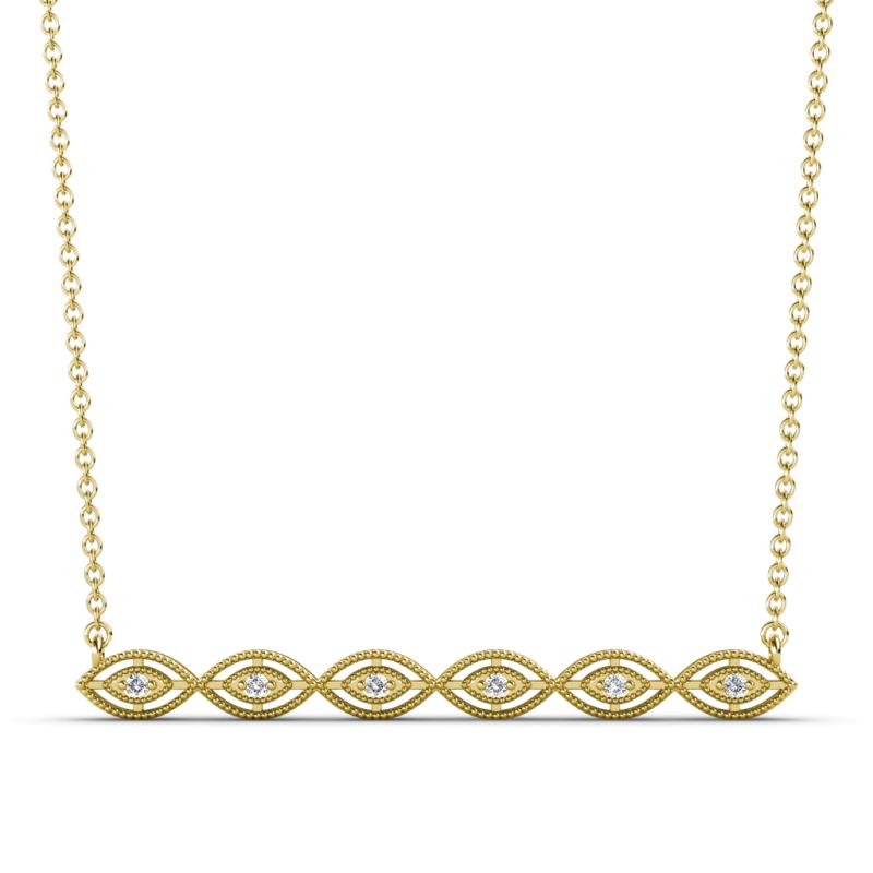 Nova 1.20 mm Petite Round Diamond Marquise Bar Pendant Necklace 