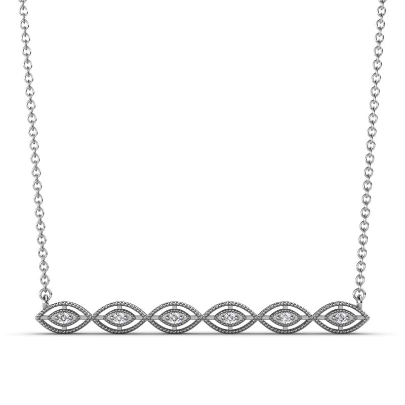 Nova 1.20 mm Petite Round Lab Grown Diamond Marquise Bar Pendant Necklace 