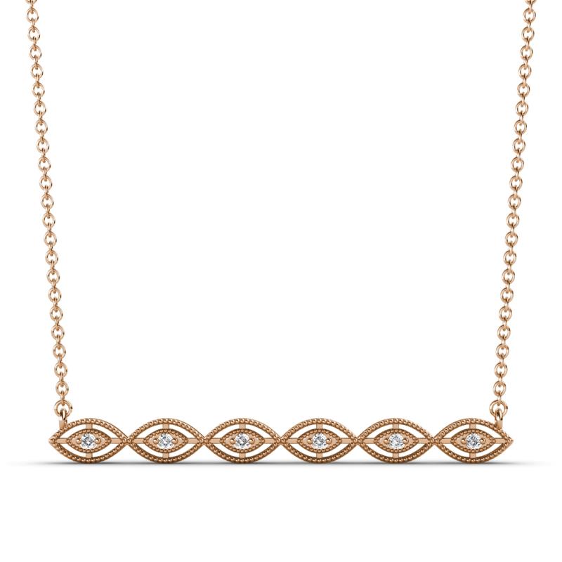 Nova 1.20 mm Petite Round Lab Grown Diamond Marquise Bar Pendant Necklace 