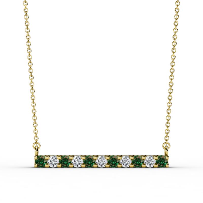 Noela 2.70 mm Round Diamond and Lab Created Alexandrite Horizontal Bar Pendant Necklace 