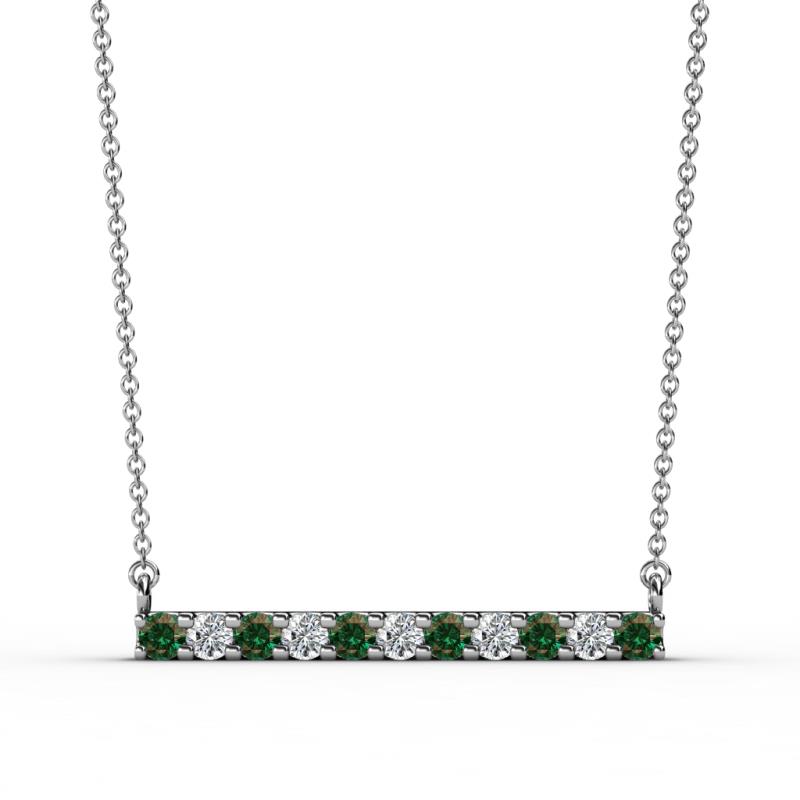 Noela 2.70 mm Round Diamond and Lab Created Alexandrite Horizontal Bar Pendant Necklace 