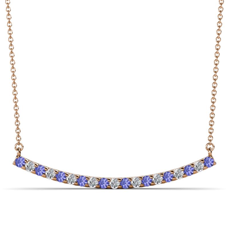 Nancy 2.00 mm Round Tanzanite and Diamond Curved Bar Pendant Necklace 