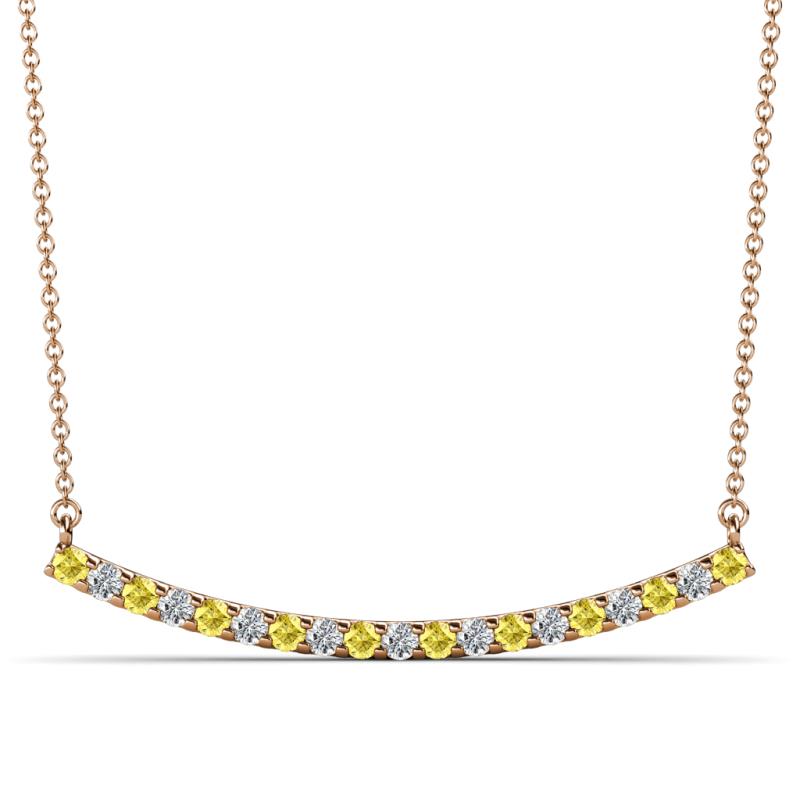 Nancy 2.00 mm Round Yellow Sapphire and Diamond Curved Bar Pendant Necklace 