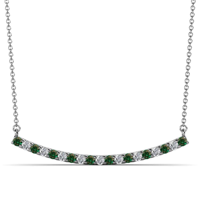 Nancy 2.00 mm Round Diamond and Lab Created Alexandrite Curved Bar Pendant Necklace 