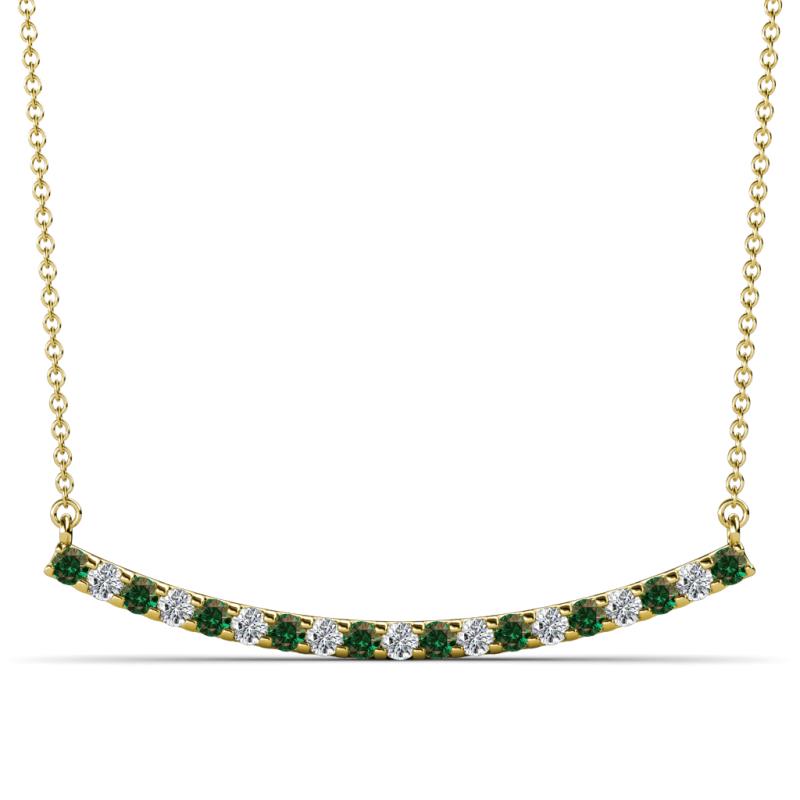 Nancy 2.00 mm Round Diamond and Lab Created Alexandrite Curved Bar Pendant Necklace 