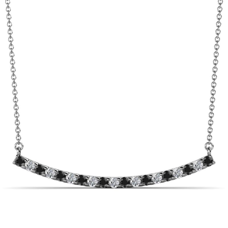 Nancy 2.00 mm Round Black Diamond and White Lab Grown Diamond Curved Bar Pendant Necklace 