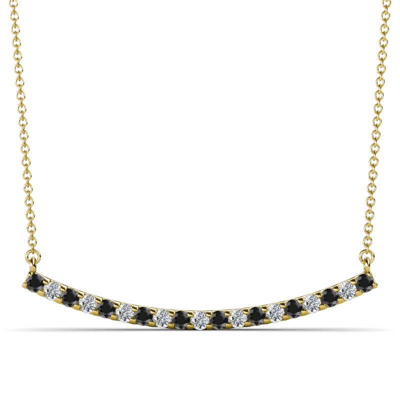 Nancy 2.00 mm Round Black Diamond and White Lab Grown Diamond Curved Bar Pendant Necklace 