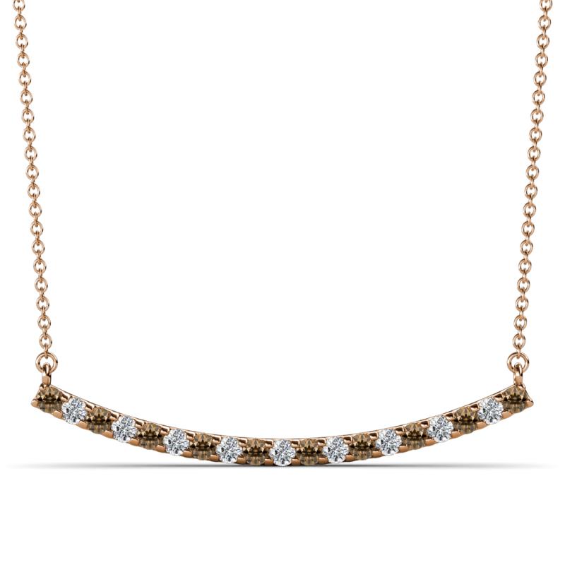 Nancy 2.00 mm Round Smoky Quartz and Lab Grown Diamond Curved Bar Pendant Necklace 