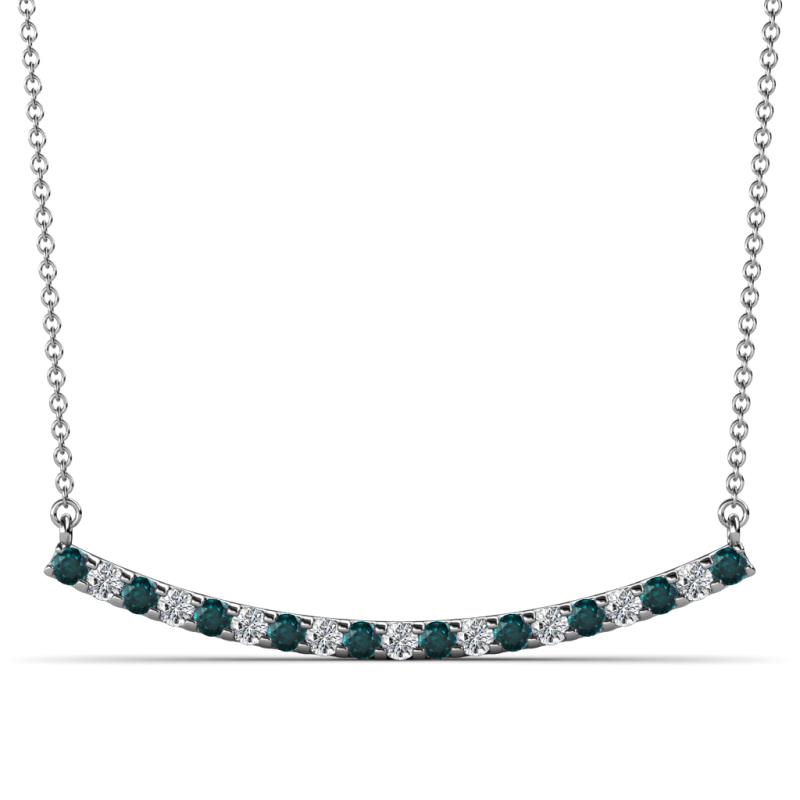 Nancy 2.00 mm Round London Blue Topaz and Lab Grown Diamond Curved Bar Pendant Necklace 