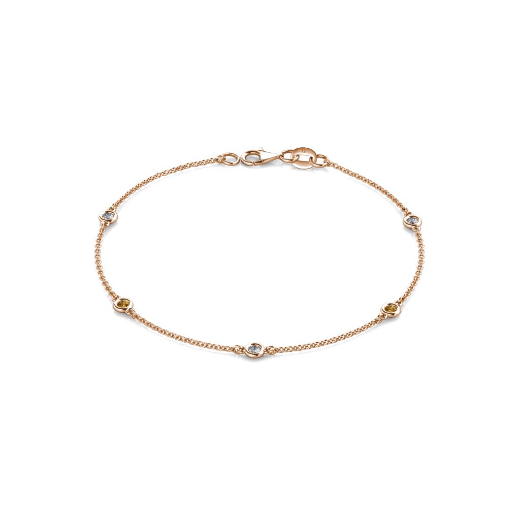 Aizza (5 Stn/2.4mm) Citrine and Diamond Station Bracelet 