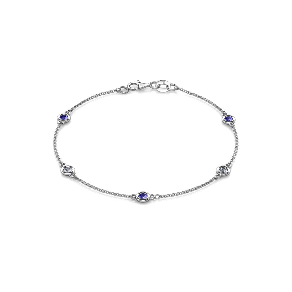 Aizza (5 Stn/3mm) Petite Tanzanite and Diamond Station Bracelet 