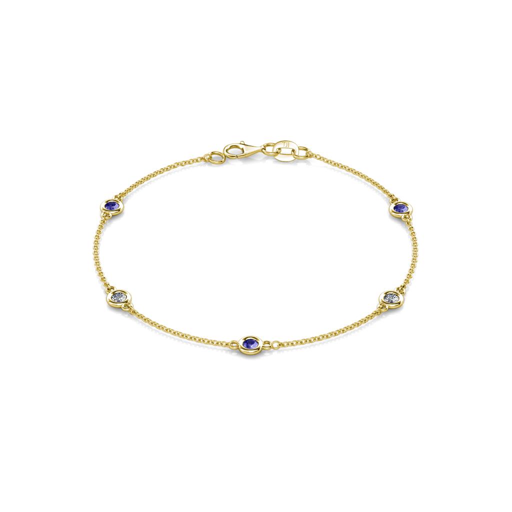 Aizza (5 Stn/3mm) Petite Tanzanite and Diamond Station Bracelet 