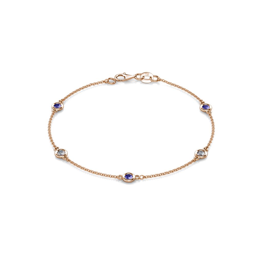 Aizza (5 Stn/3mm) Petite Tanzanite and Diamond Station Bracelet 