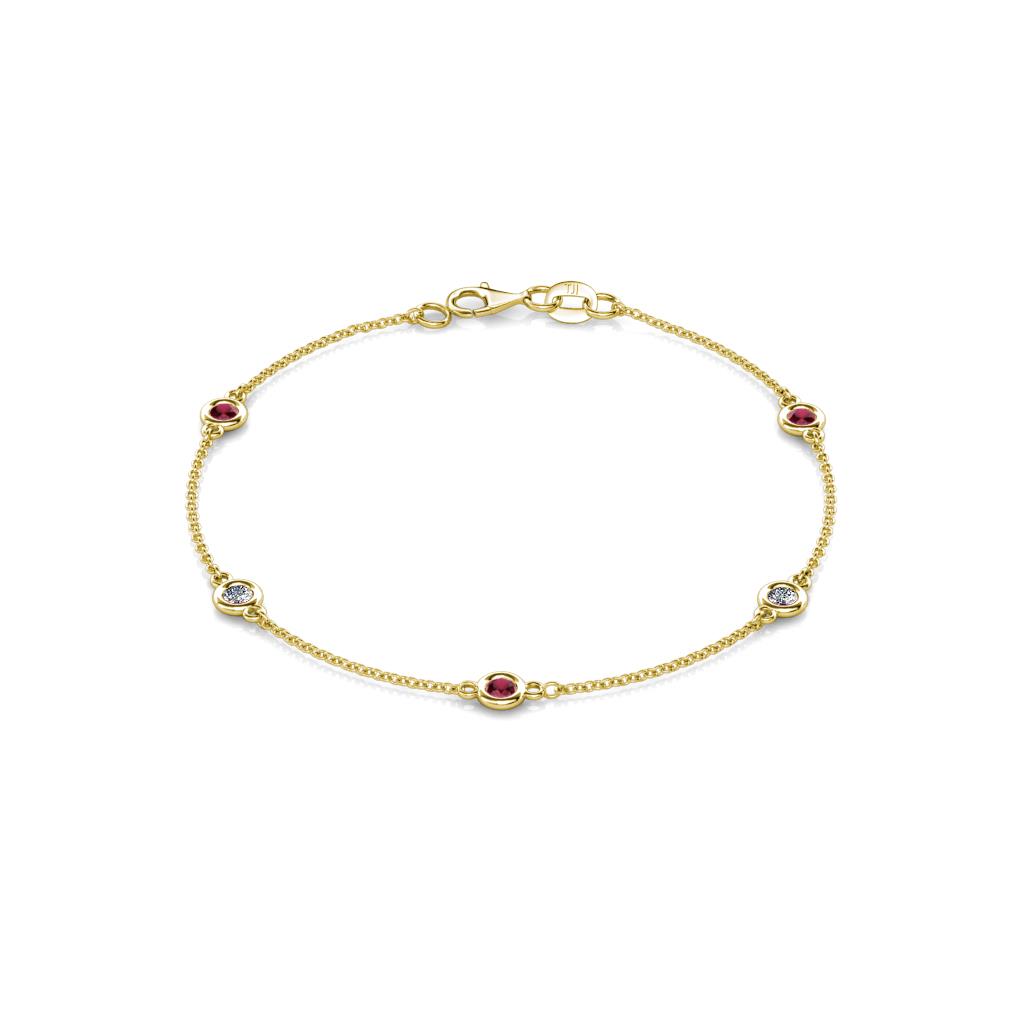 Aizza (5 Stn/3mm) Petite Ruby and Diamond Station Bracelet 
