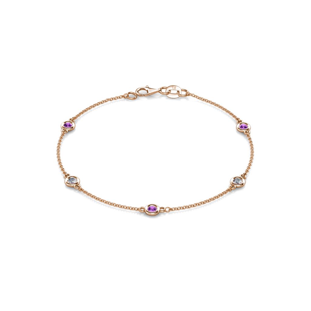 Aizza (5 Stn/3mm) Petite Amethyst and Diamond Station Bracelet 