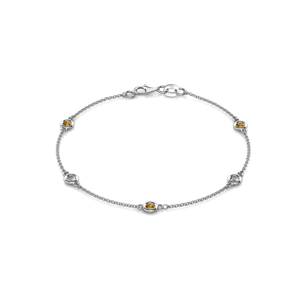 Aizza (5 Stn/3mm) Petite Citrine and Diamond Station Bracelet 
