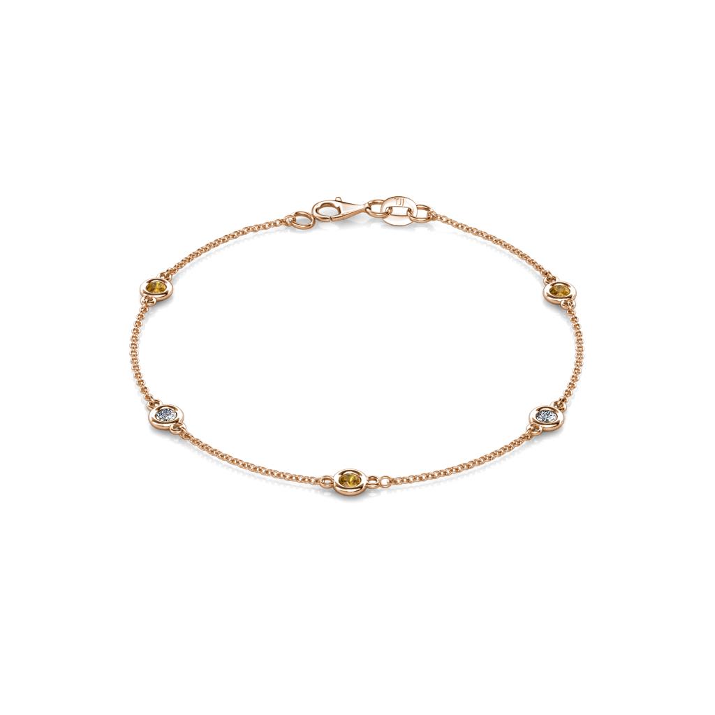 Aizza (5 Stn/3mm) Petite Citrine and Diamond Station Bracelet 