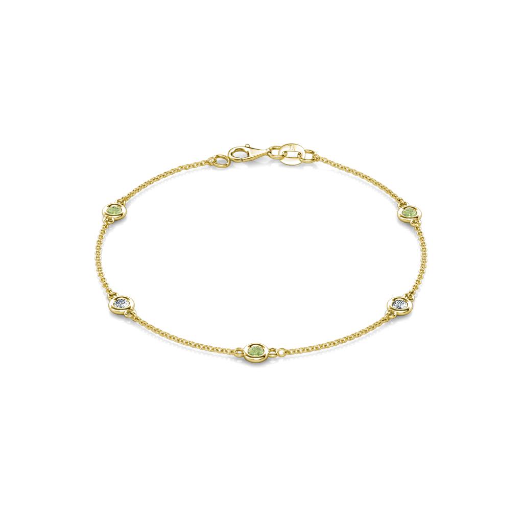 Aizza (5 Stn/3mm) Petite Peridot and Diamond Station Bracelet 