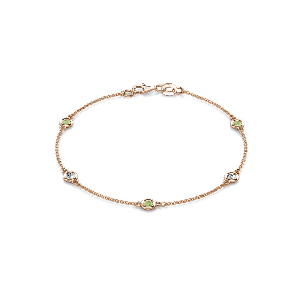 Aizza (5 Stn/3mm) Petite Peridot and Diamond Station Bracelet 