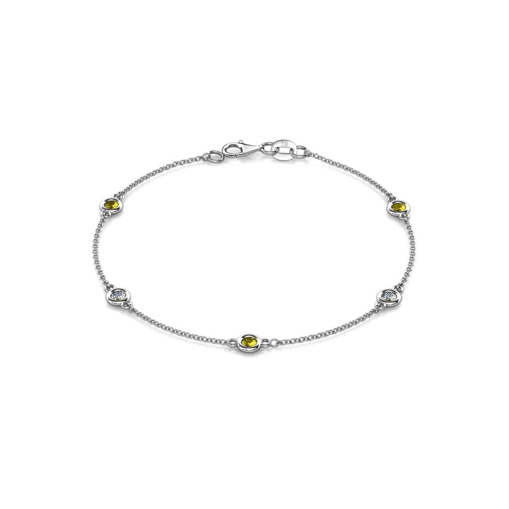 Aizza (5 Stn/3mm) Petite Yellow and White Diamond Station Bracelet 