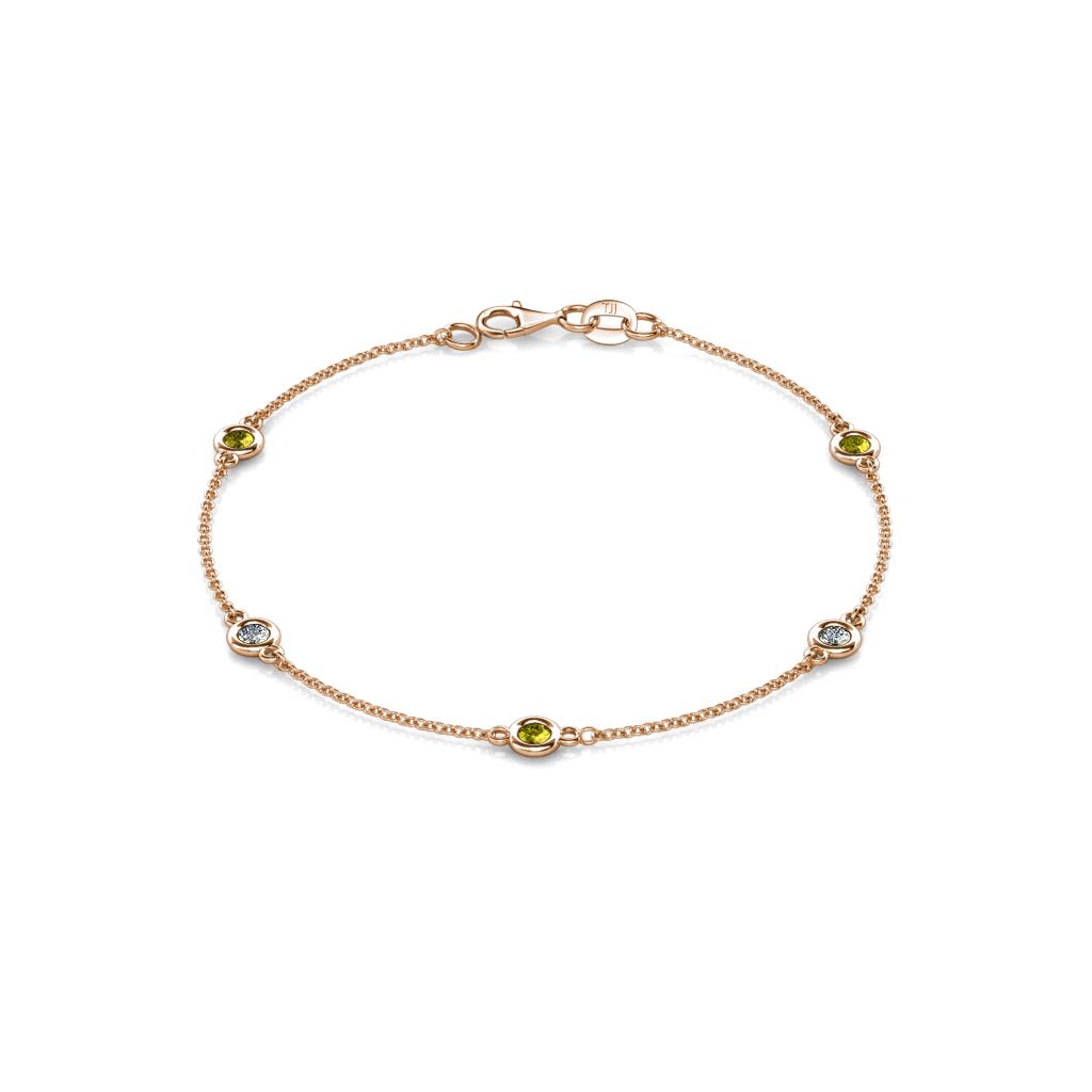 Aizza (5 Stn/3mm) Petite Yellow and White Diamond Station Bracelet 