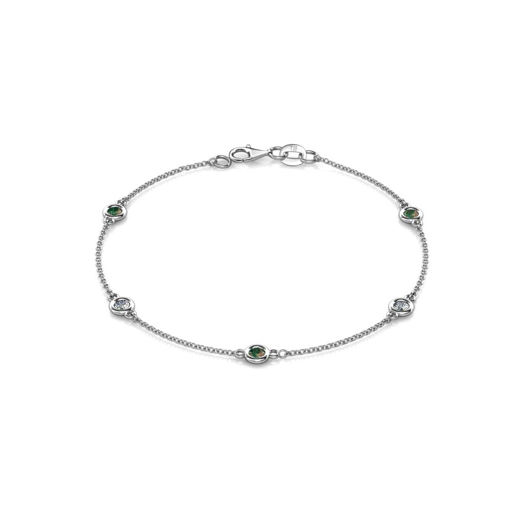 Aizza (5 Stn/3mm) Petite Diamond and Lab Created Alexandrite Station Bracelet 