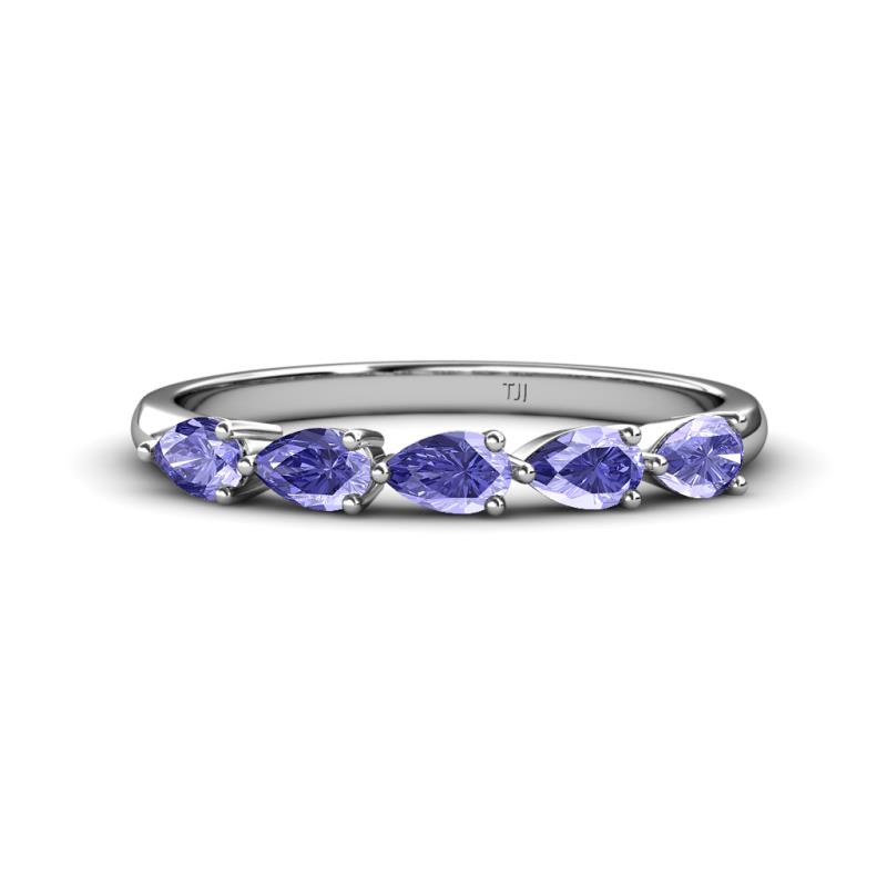 Grace Pear Cut Tanzanite 5 Stone Wedding Band 