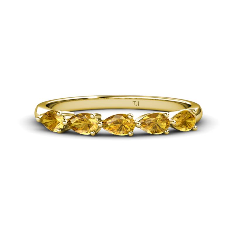 Grace Pear Cut Citrine 5 Stone Wedding Band 