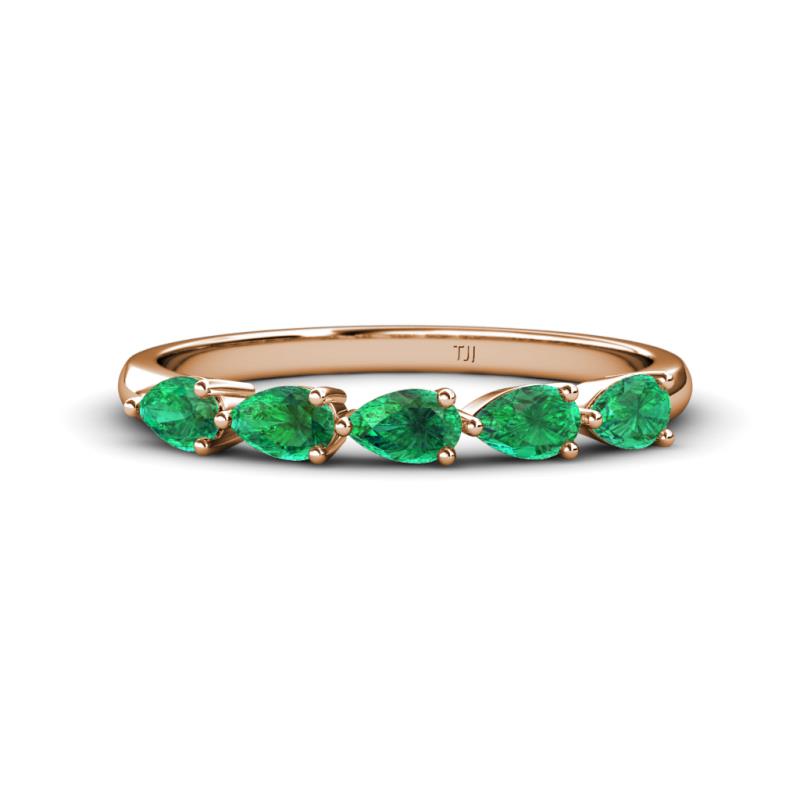 Grace Pear Cut Emerald 5 Stone Wedding Band 
