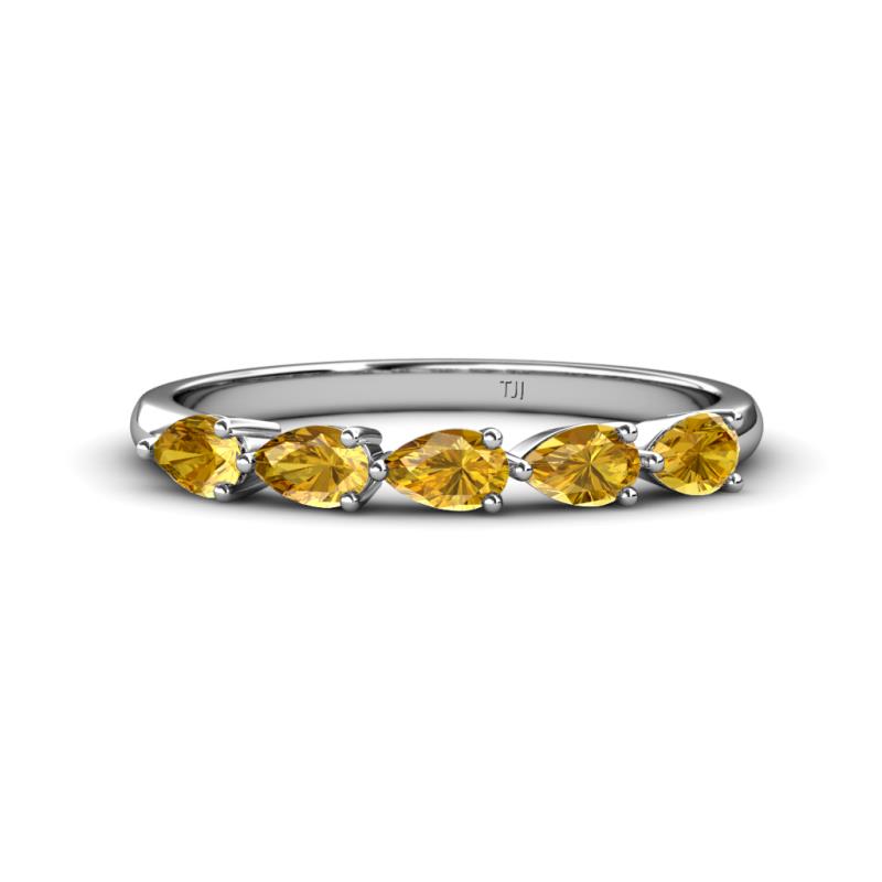 Grace Pear Cut Citrine 5 Stone Wedding Band 