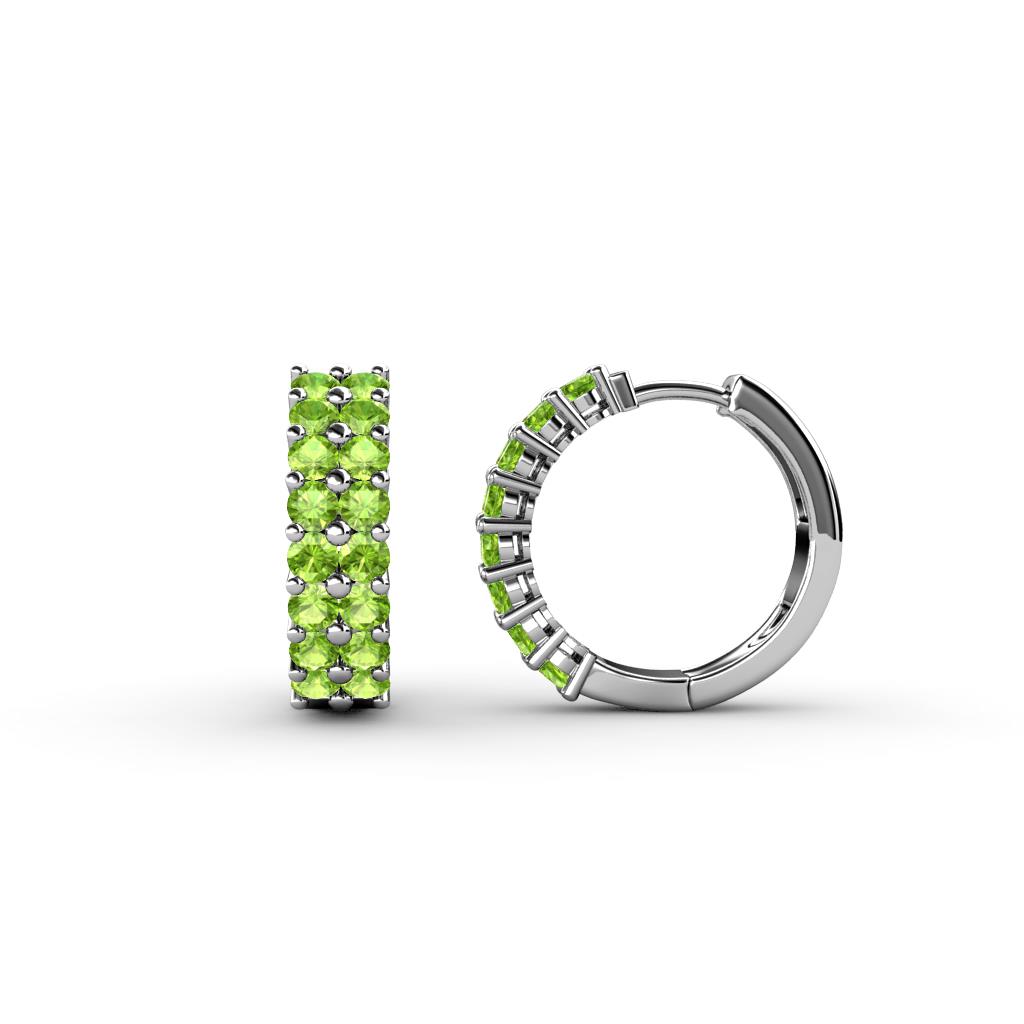 Candice 2.10 mm Peridot Double Row Hoop Earrings 