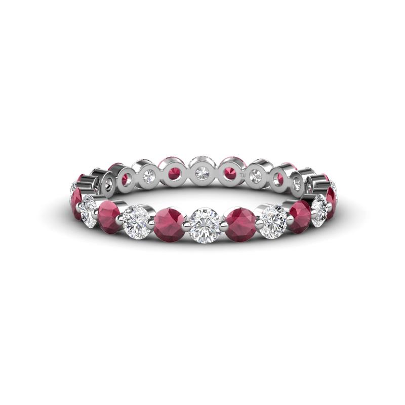Valerie 2.70 mm Rhodolite Garnet and Lab Grown Diamond Eternity Band 