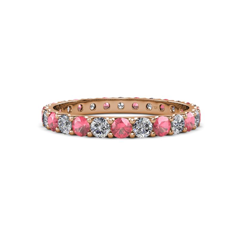 Audrey 3.40 mm Pink Tourmaline and Diamond U Prong Eternity Band 