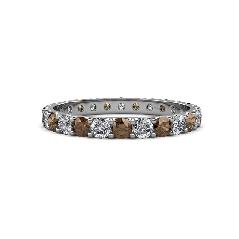 Audrey 3.40 mm Smoky Quartz and Diamond U Prong Eternity Band 