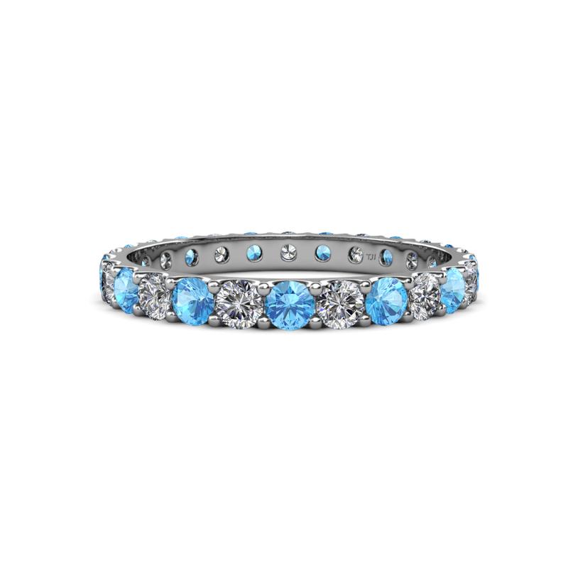 Audrey 3.40 mm Blue Topaz and Diamond U Prong Eternity Band 