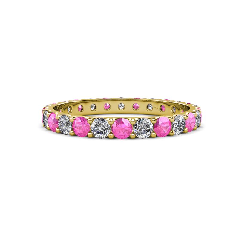 Audrey 3.40 mm Pink Sapphire and Diamond U Prong Eternity Band 