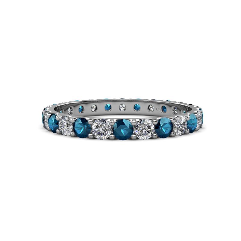 Audrey 3.40 mm Blue and White Diamond U Prong Eternity Band 